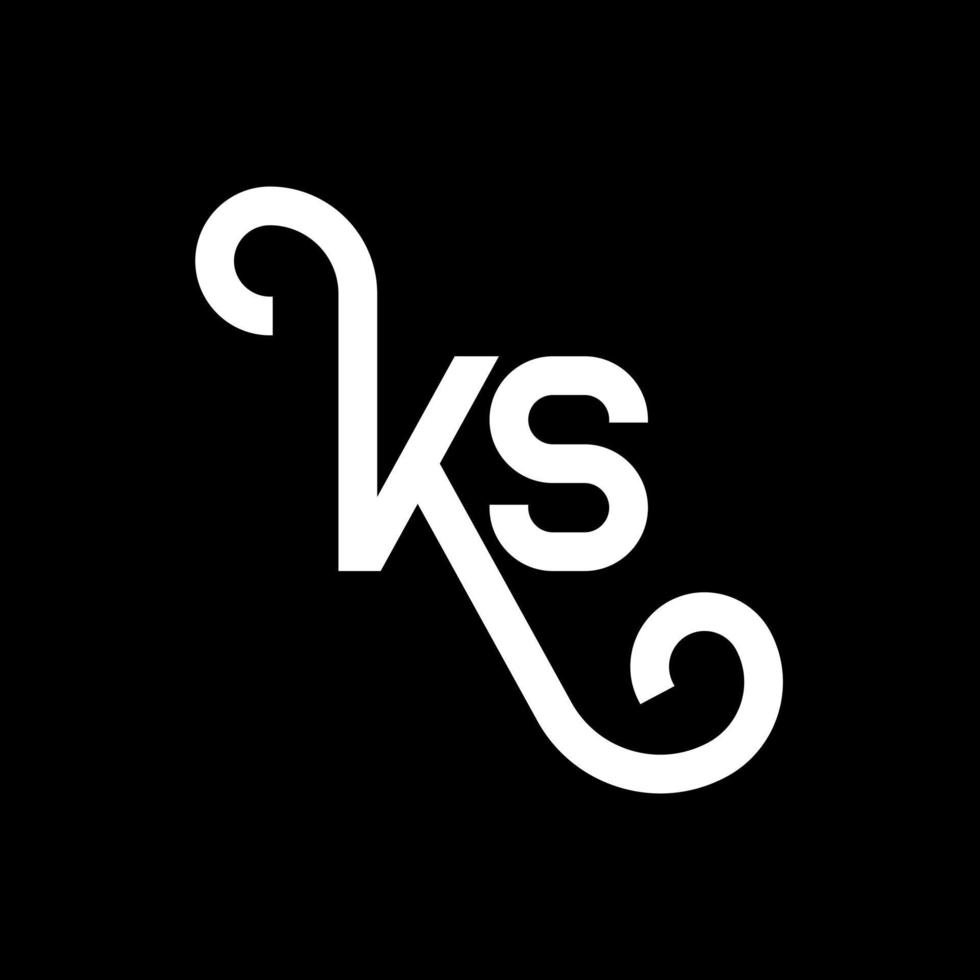 ks lettera logo design su sfondo nero. ks creative iniziali lettera logo concept. disegno della lettera ks. ks bianco lettera design su sfondo nero. ks, ks logo vettore