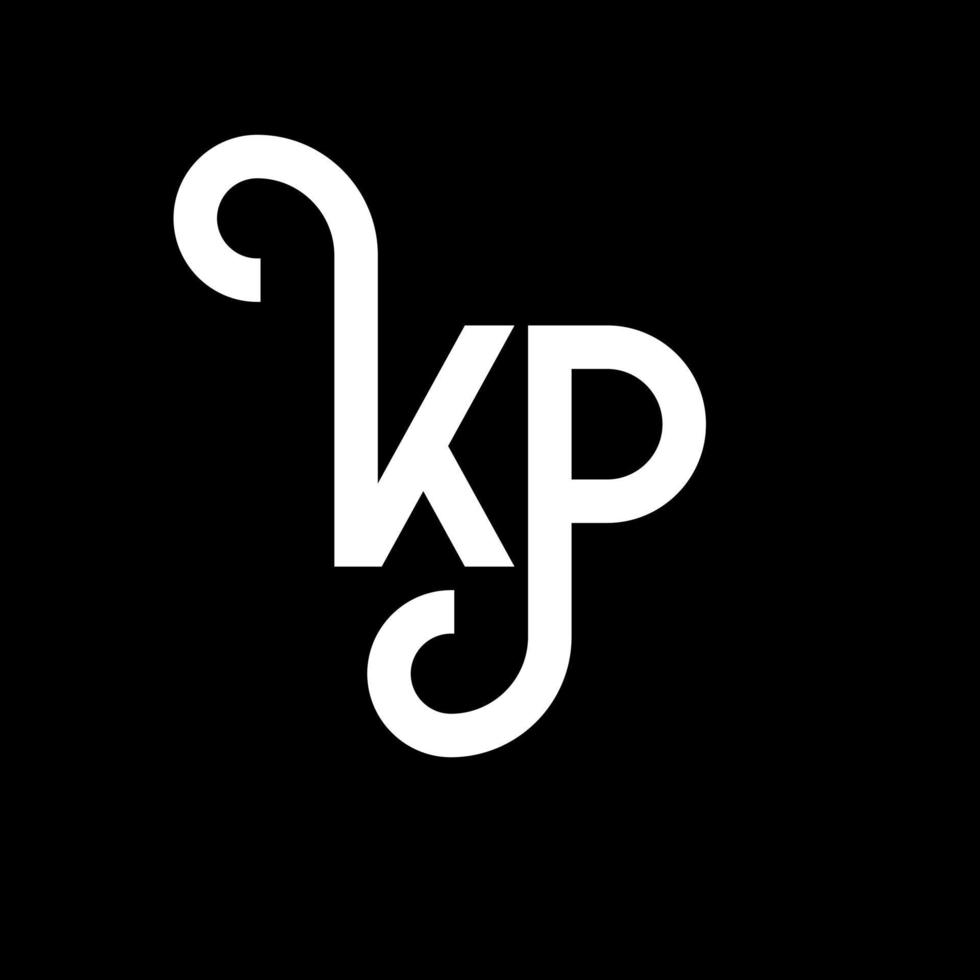 kp lettera logo design su sfondo nero. kp creative iniziali lettera logo concept. disegno della lettera kp. kp bianco lettera design su sfondo nero. kp, kp logo vettore