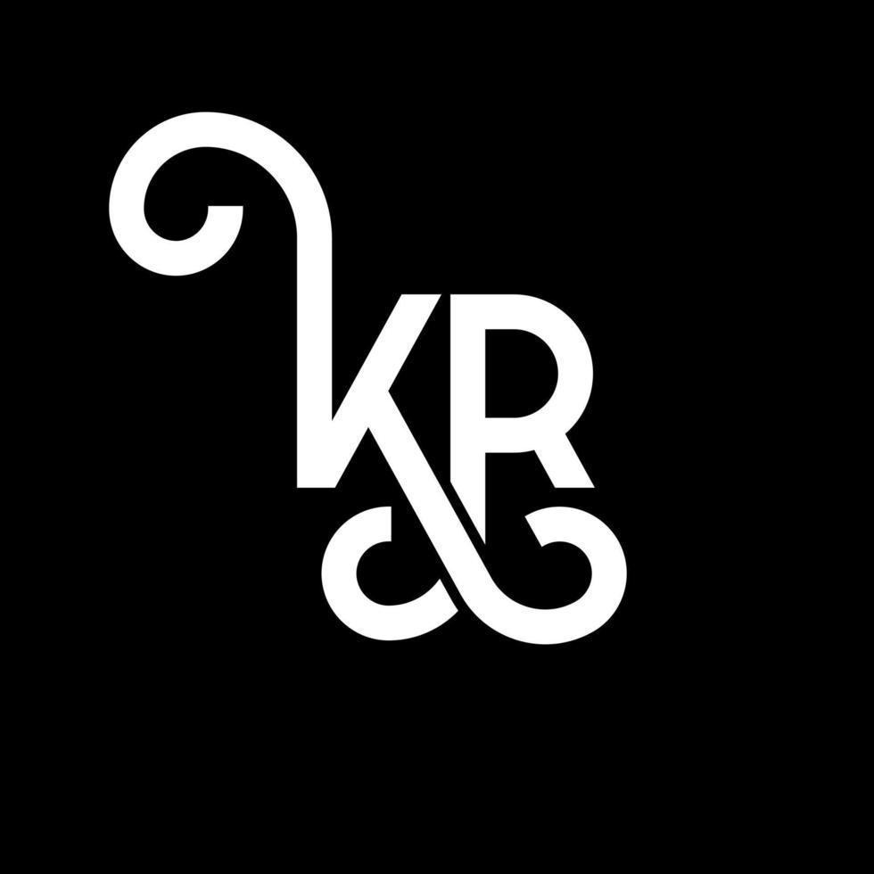 kr lettera logo design su sfondo nero. kr creative iniziali lettera logo concept. disegno della lettera kr. kr bianco lettera design su sfondo nero. kr, kr logo vettore