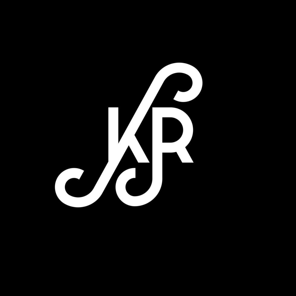 kr lettera logo design su sfondo nero. kr creative iniziali lettera logo concept. disegno della lettera kr. kr bianco lettera design su sfondo nero. kr, kr logo vettore