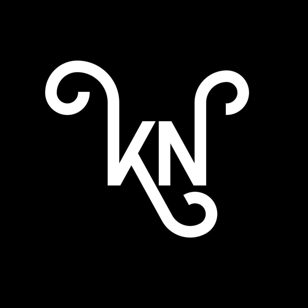 kn lettera logo design su sfondo nero. kn creative iniziali lettera logo concept. disegno della lettera k. kn disegno della lettera bianca su sfondo nero. kn, kn logo vettore