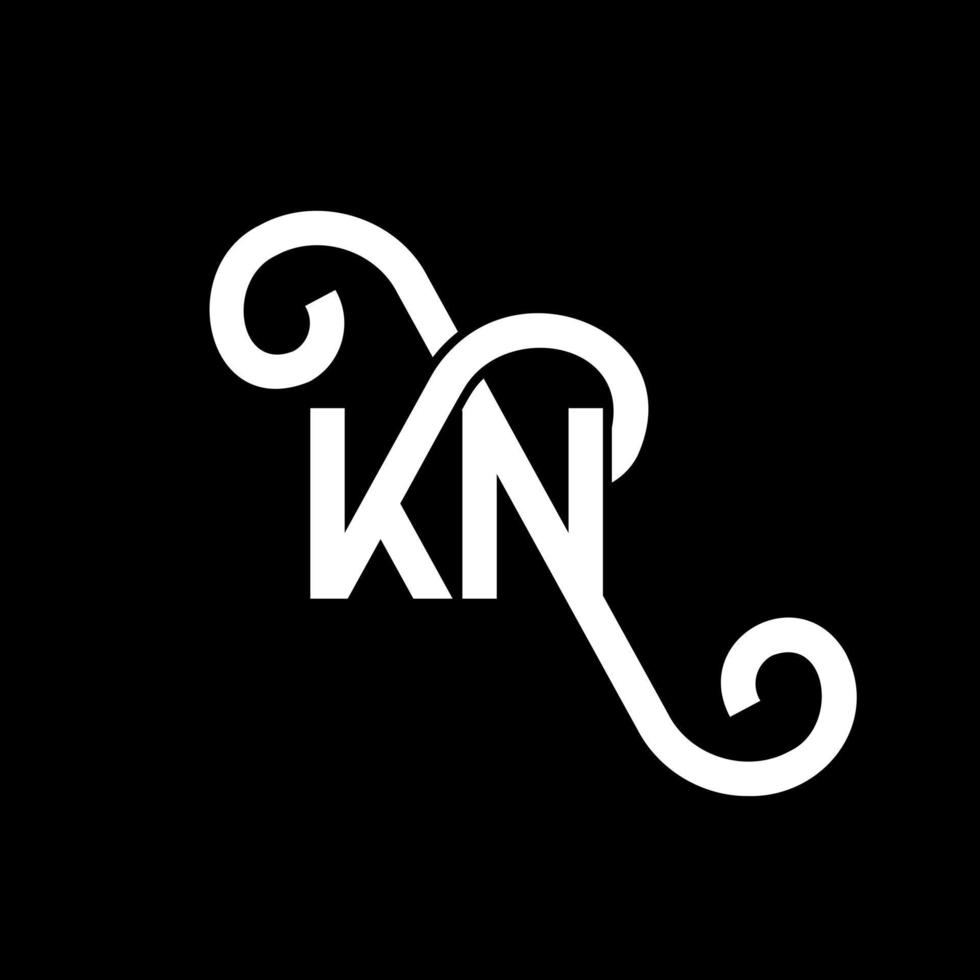 kn lettera logo design su sfondo nero. kn creative iniziali lettera logo concept. disegno della lettera k. kn disegno della lettera bianca su sfondo nero. kn, kn logo vettore