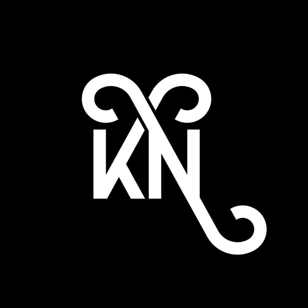 kn lettera logo design su sfondo nero. kn creative iniziali lettera logo concept. disegno della lettera k. kn disegno della lettera bianca su sfondo nero. kn, kn logo vettore