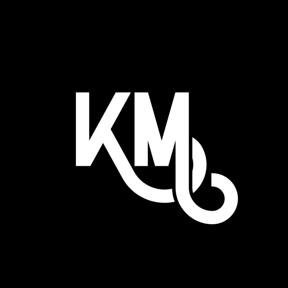 design del logo della lettera km su sfondo nero. km creative iniziali lettera logo concept. disegno della lettera km. km disegno della lettera bianca su sfondo nero. km, km logo vettore