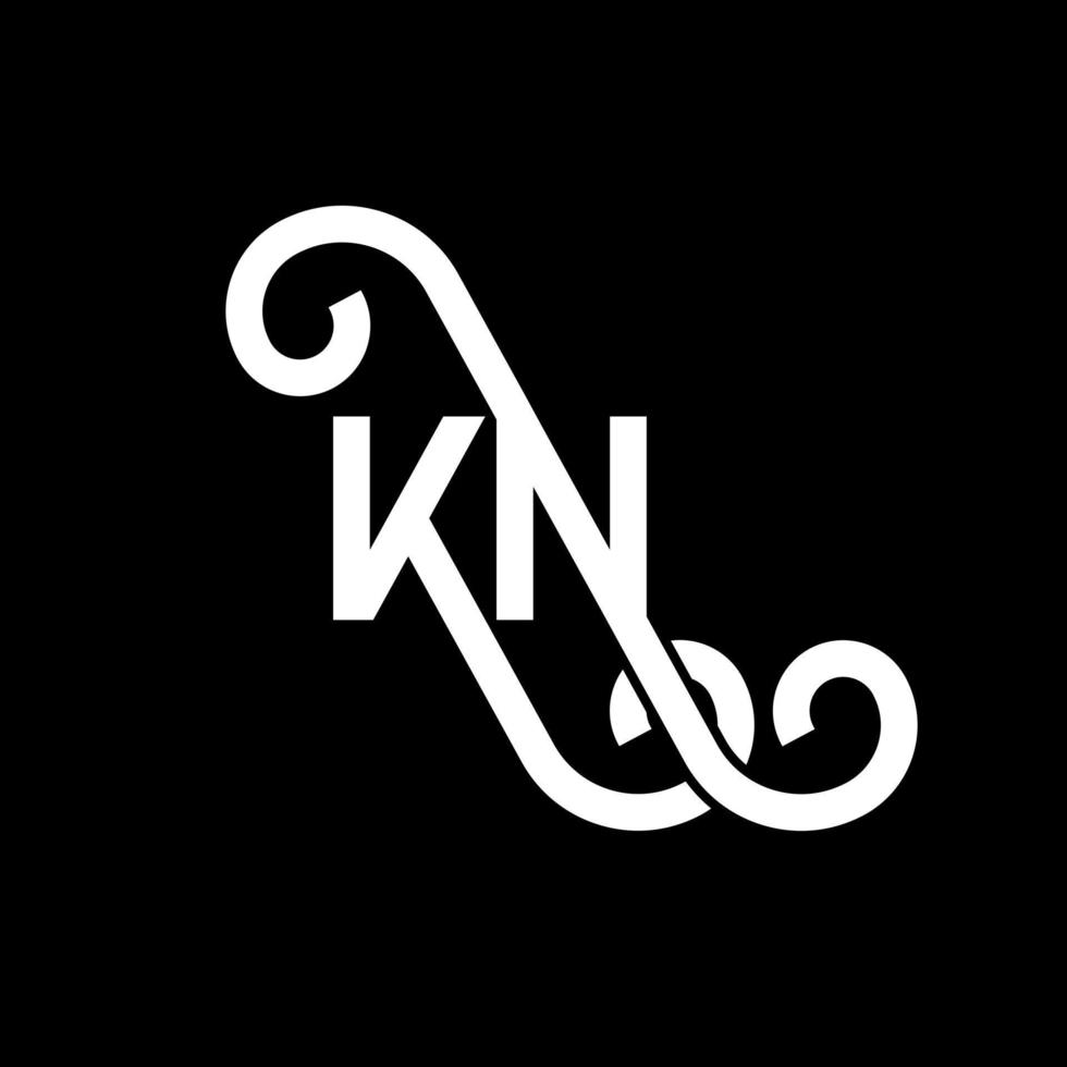 kn lettera logo design su sfondo nero. kn creative iniziali lettera logo concept. disegno della lettera k. kn disegno della lettera bianca su sfondo nero. kn, kn logo vettore