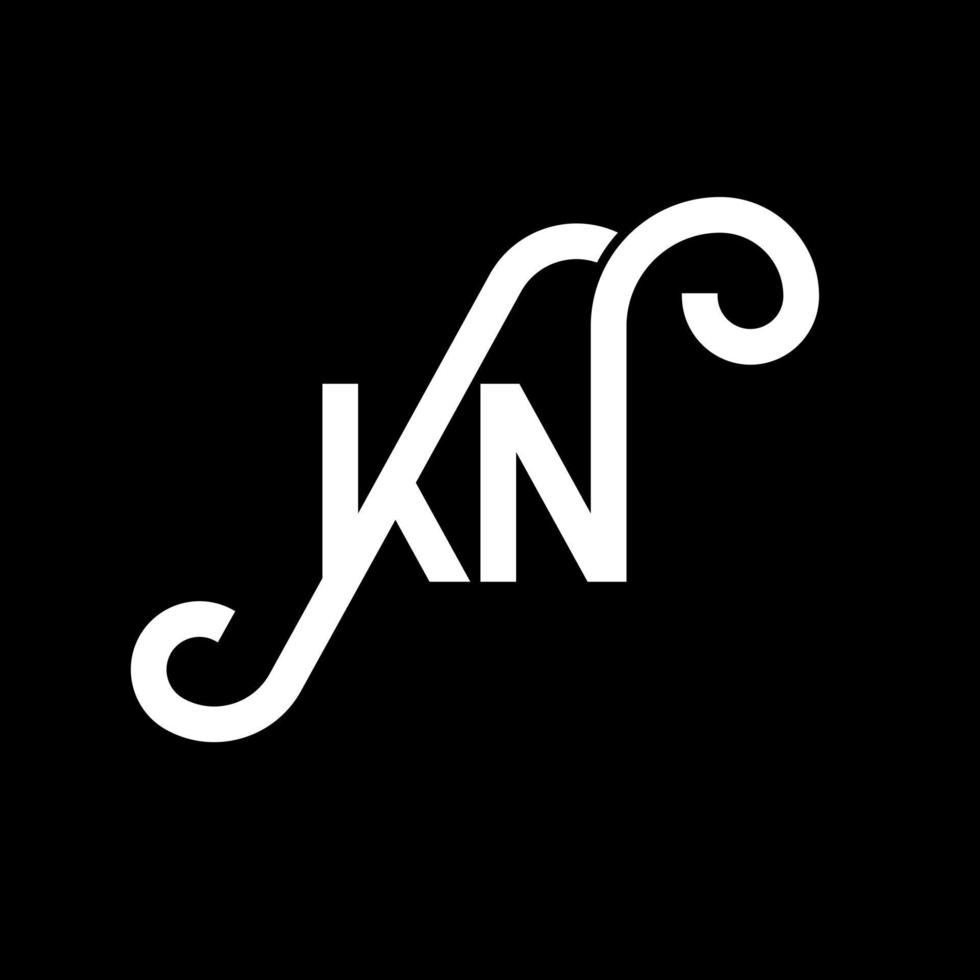 kn lettera logo design su sfondo nero. kn creative iniziali lettera logo concept. disegno della lettera k. kn disegno della lettera bianca su sfondo nero. kn, kn logo vettore