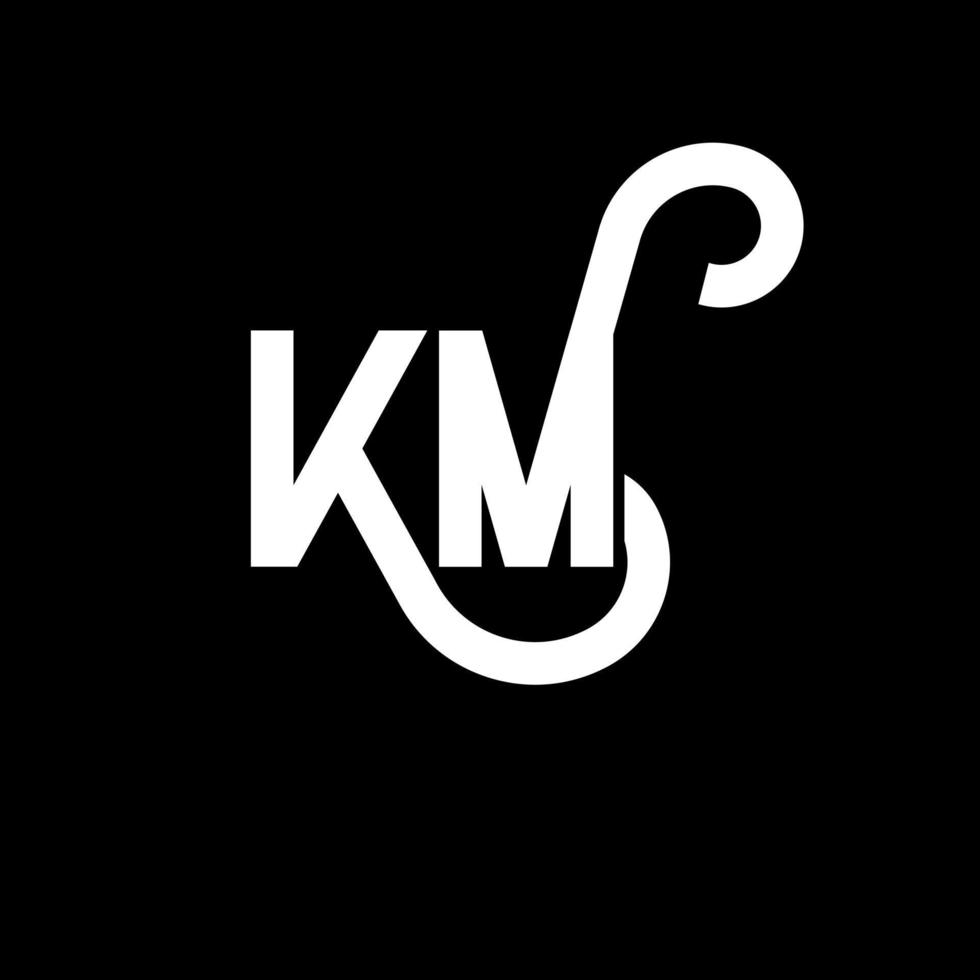 design del logo della lettera km su sfondo nero. km creative iniziali lettera logo concept. disegno della lettera km. km disegno della lettera bianca su sfondo nero. km, km logo vettore