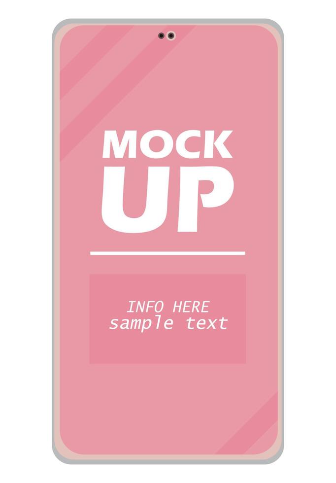 scritta mockup in smartphone rosa vettore