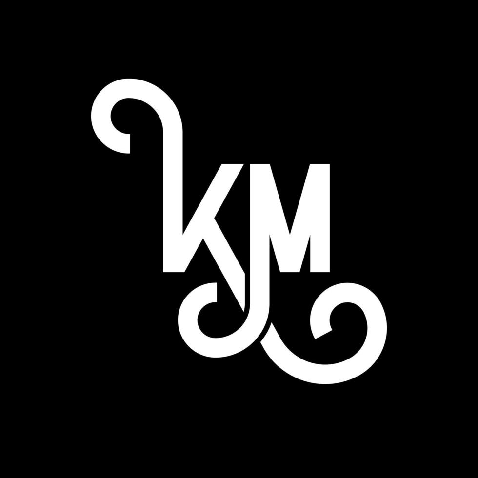 design del logo della lettera km su sfondo nero. km creative iniziali lettera logo concept. disegno della lettera km. km disegno della lettera bianca su sfondo nero. km, km logo vettore