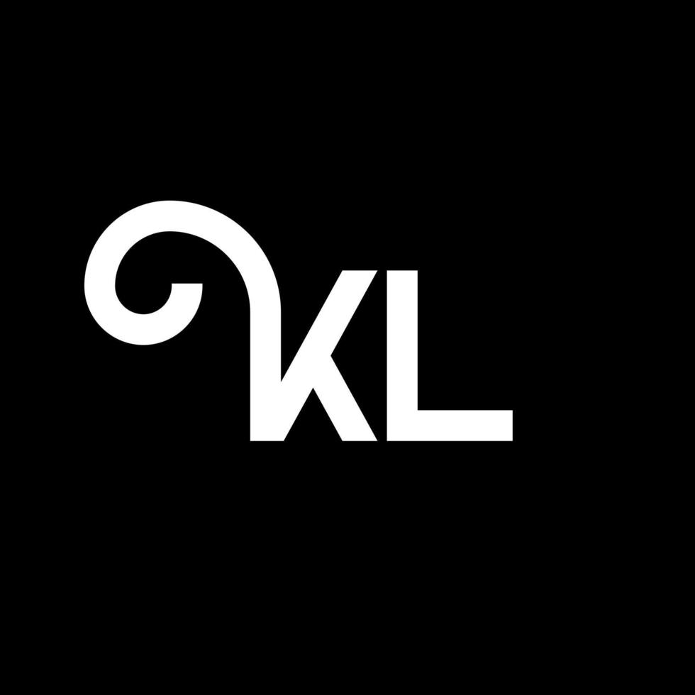 kl lettera logo design su sfondo nero. kl creative iniziali lettera logo concept. disegno della lettera kl. kl disegno della lettera bianca su sfondo nero. kl, kl logo vettore