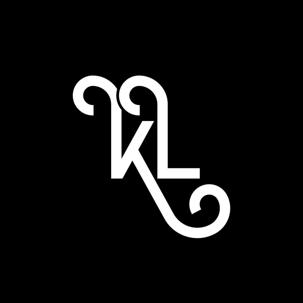 kl lettera logo design su sfondo nero. kl creative iniziali lettera logo concept. disegno della lettera kl. kl disegno della lettera bianca su sfondo nero. kl, kl logo vettore