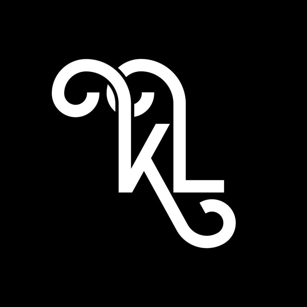 kl lettera logo design su sfondo nero. kl creative iniziali lettera logo concept. disegno della lettera kl. kl disegno della lettera bianca su sfondo nero. kl, kl logo vettore