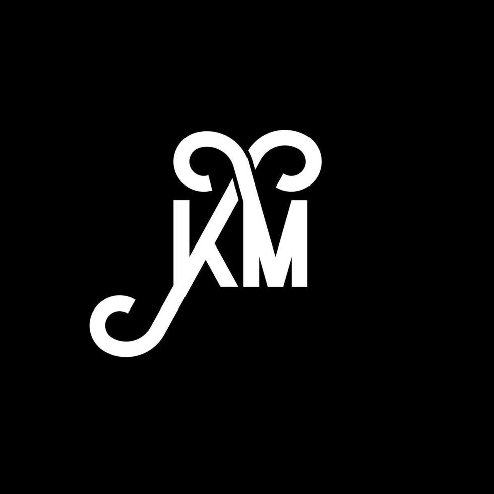 design del logo della lettera km su sfondo nero. km creative iniziali lettera logo concept. disegno della lettera km. km disegno della lettera bianca su sfondo nero. km, km logo vettore