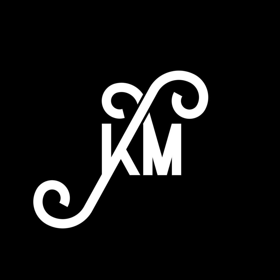 design del logo della lettera km su sfondo nero. km creative iniziali lettera logo concept. disegno della lettera km. km disegno della lettera bianca su sfondo nero. km, km logo vettore