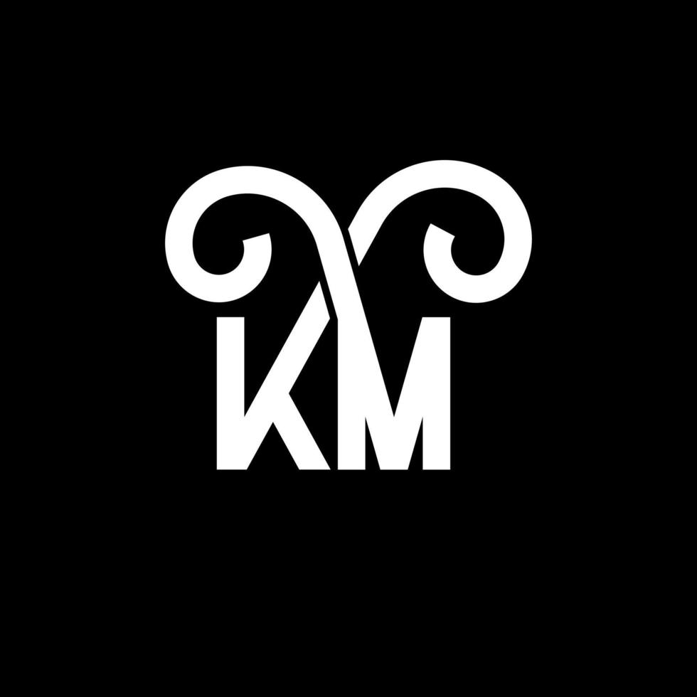 design del logo della lettera km su sfondo nero. km creative iniziali lettera logo concept. disegno della lettera km. km disegno della lettera bianca su sfondo nero. km, km logo vettore