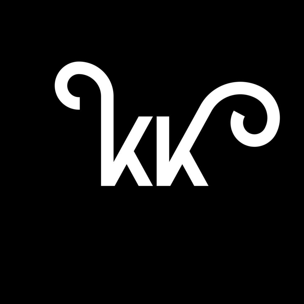 kk lettera logo design su sfondo nero. kk creative iniziali lettera logo concept. disegno della lettera kk. kk bianco lettera design su sfondo nero. kk, kk logo vettore