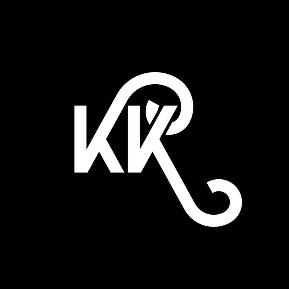 kk lettera logo design su sfondo nero. kk creative iniziali lettera logo concept. disegno della lettera kk. kk bianco lettera design su sfondo nero. kk, kk logo vettore