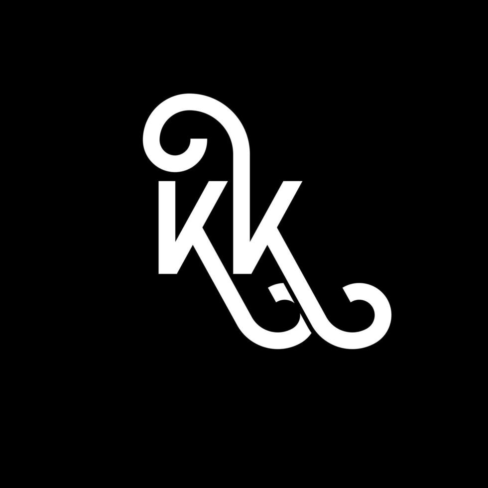 kk lettera logo design su sfondo nero. kk creative iniziali lettera logo concept. disegno della lettera kk. kk bianco lettera design su sfondo nero. kk, kk logo vettore