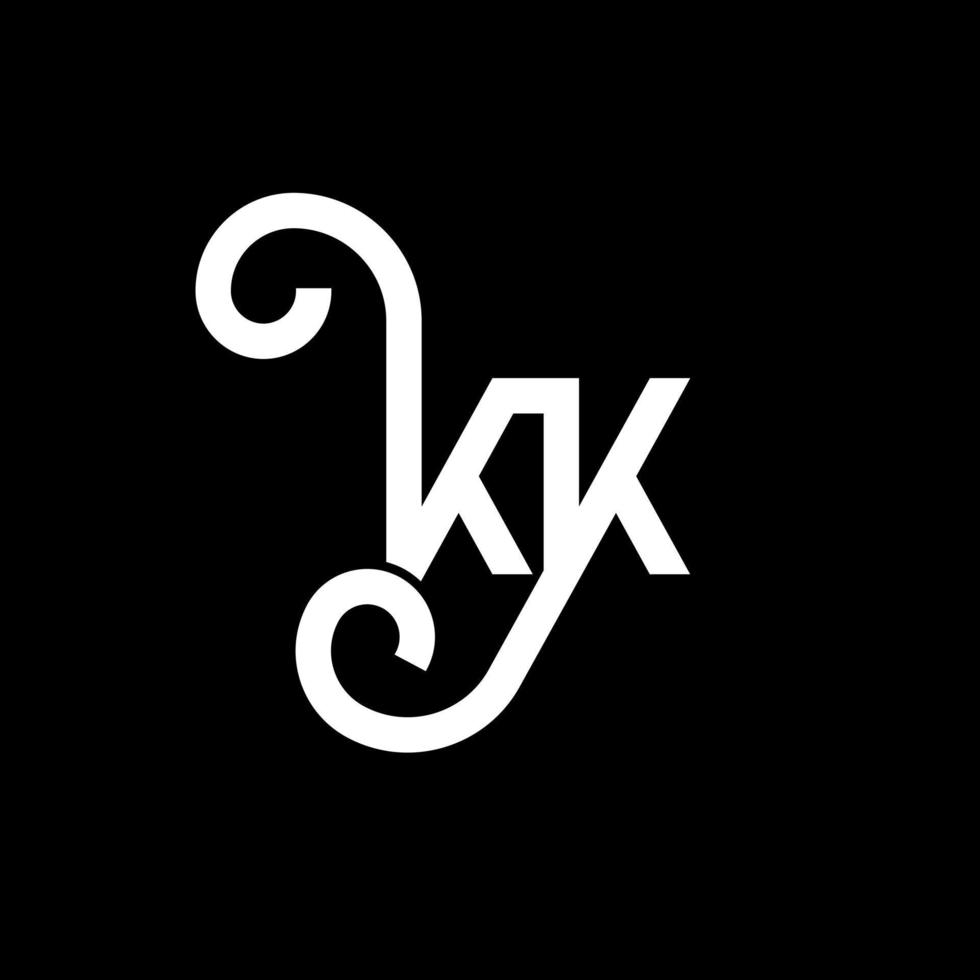 kk lettera logo design su sfondo nero. kk creative iniziali lettera logo concept. disegno della lettera kk. kk bianco lettera design su sfondo nero. kk, kk logo vettore