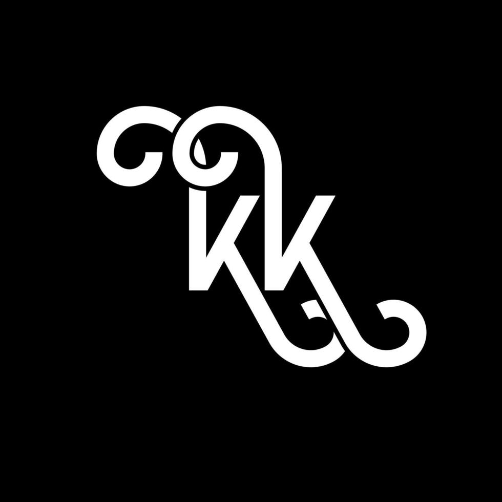 kk lettera logo design su sfondo nero. kk creative iniziali lettera logo concept. disegno della lettera kk. kk bianco lettera design su sfondo nero. kk, kk logo vettore