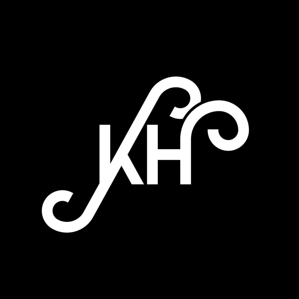 kh lettera logo design su sfondo nero. kh creative iniziali lettera logo concept. disegno della lettera kh. kh bianco lettera design su sfondo nero. kh, kh logo vettore