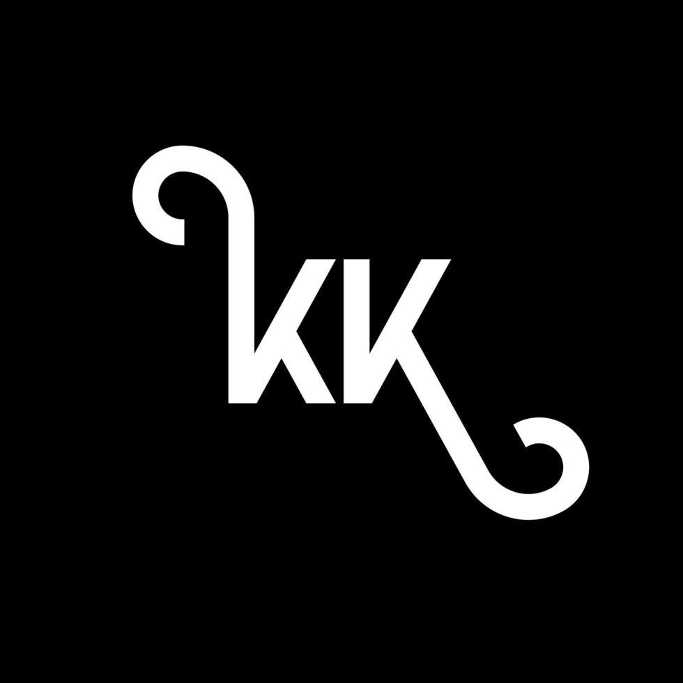 kk lettera logo design su sfondo nero. kk creative iniziali lettera logo concept. disegno della lettera kk. kk bianco lettera design su sfondo nero. kk, kk logo vettore