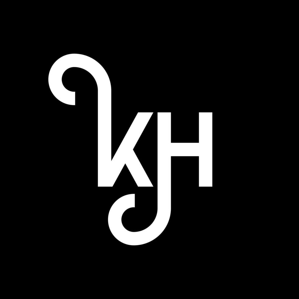 kh lettera logo design su sfondo nero. kh creative iniziali lettera logo concept. disegno della lettera kh. kh bianco lettera design su sfondo nero. kh, kh logo vettore