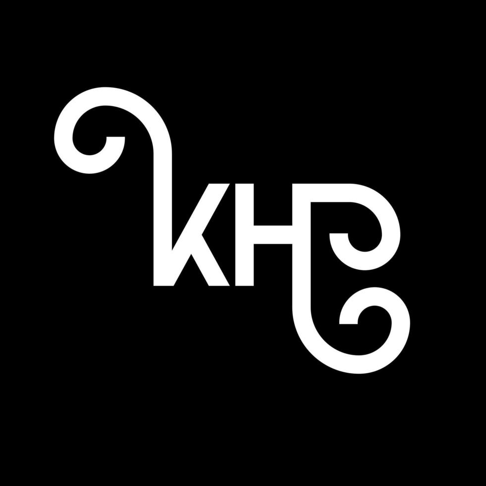 kh lettera logo design su sfondo nero. kh creative iniziali lettera logo concept. disegno della lettera kh. kh bianco lettera design su sfondo nero. kh, kh logo vettore