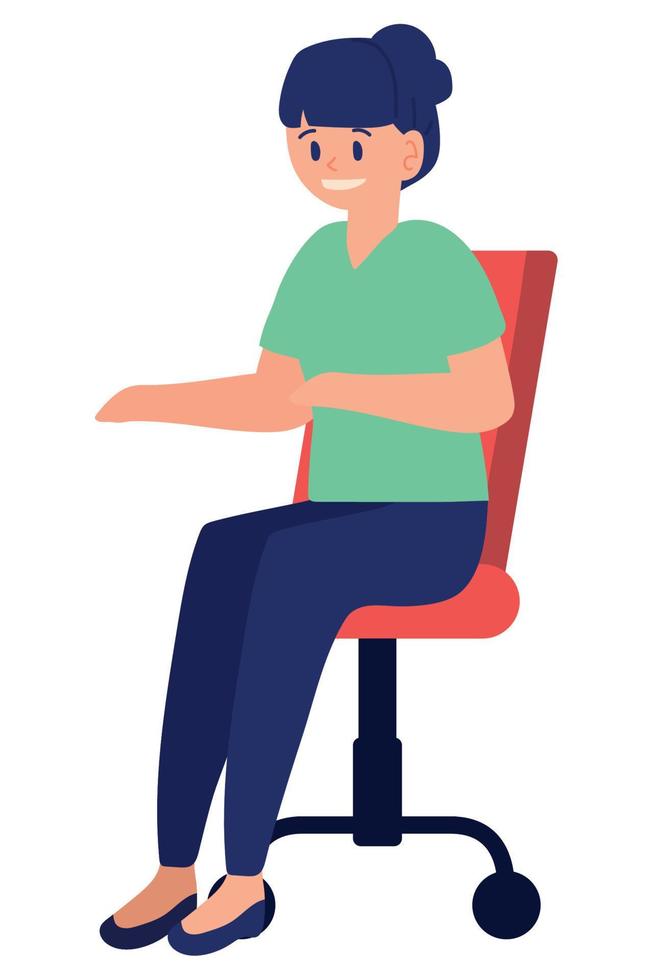 donna seduta su una sedia da ufficio vettore