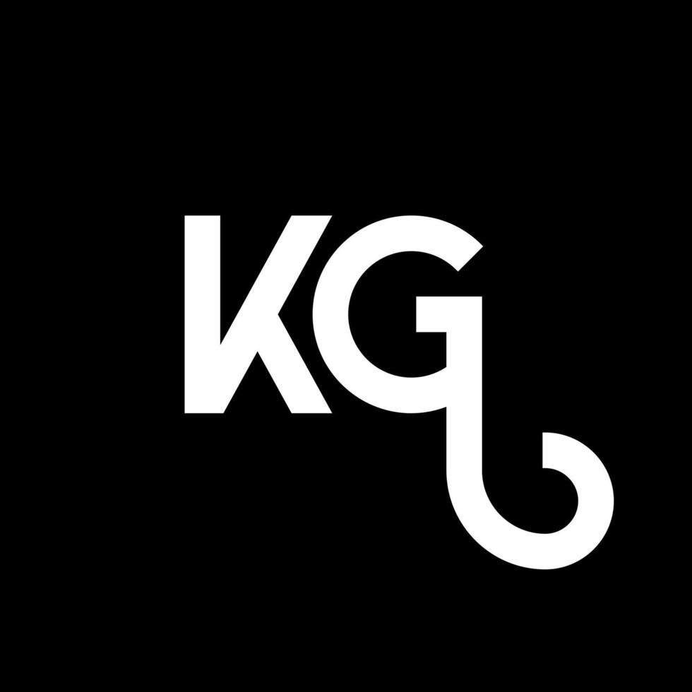 kg lettera logo design su sfondo nero. kg creative iniziali lettera logo concept. disegno della lettera di kg. kg disegno della lettera bianca su sfondo nero. kg, kg logo vettore