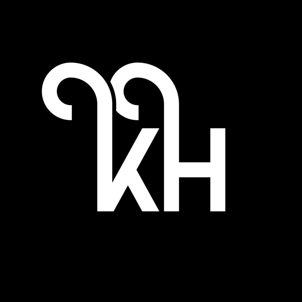 kh lettera logo design su sfondo nero. kh creative iniziali lettera logo concept. disegno della lettera kh. kh bianco lettera design su sfondo nero. kh, kh logo vettore