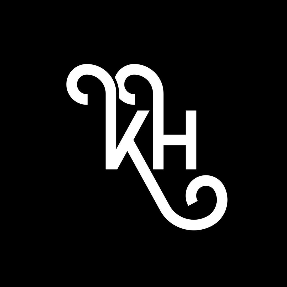 kh lettera logo design su sfondo nero. kh creative iniziali lettera logo concept. disegno della lettera kh. kh bianco lettera design su sfondo nero. kh, kh logo vettore