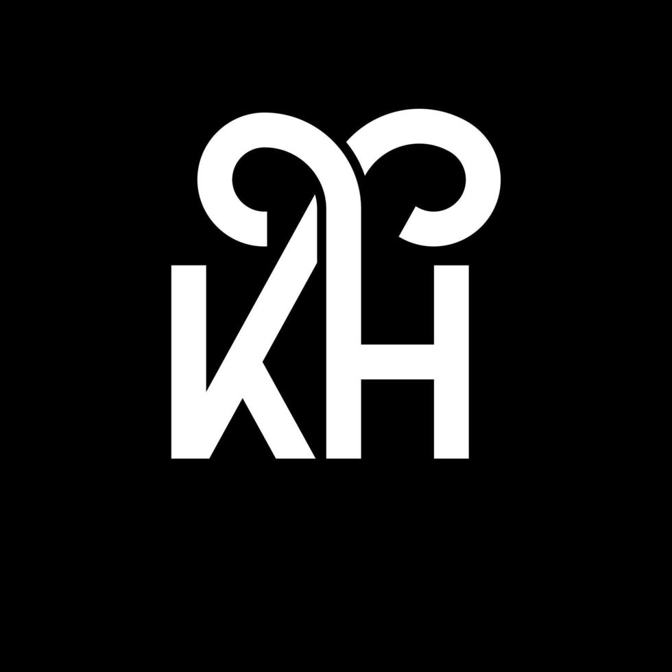 kh lettera logo design su sfondo nero. kh creative iniziali lettera logo concept. disegno della lettera kh. kh bianco lettera design su sfondo nero. kh, kh logo vettore