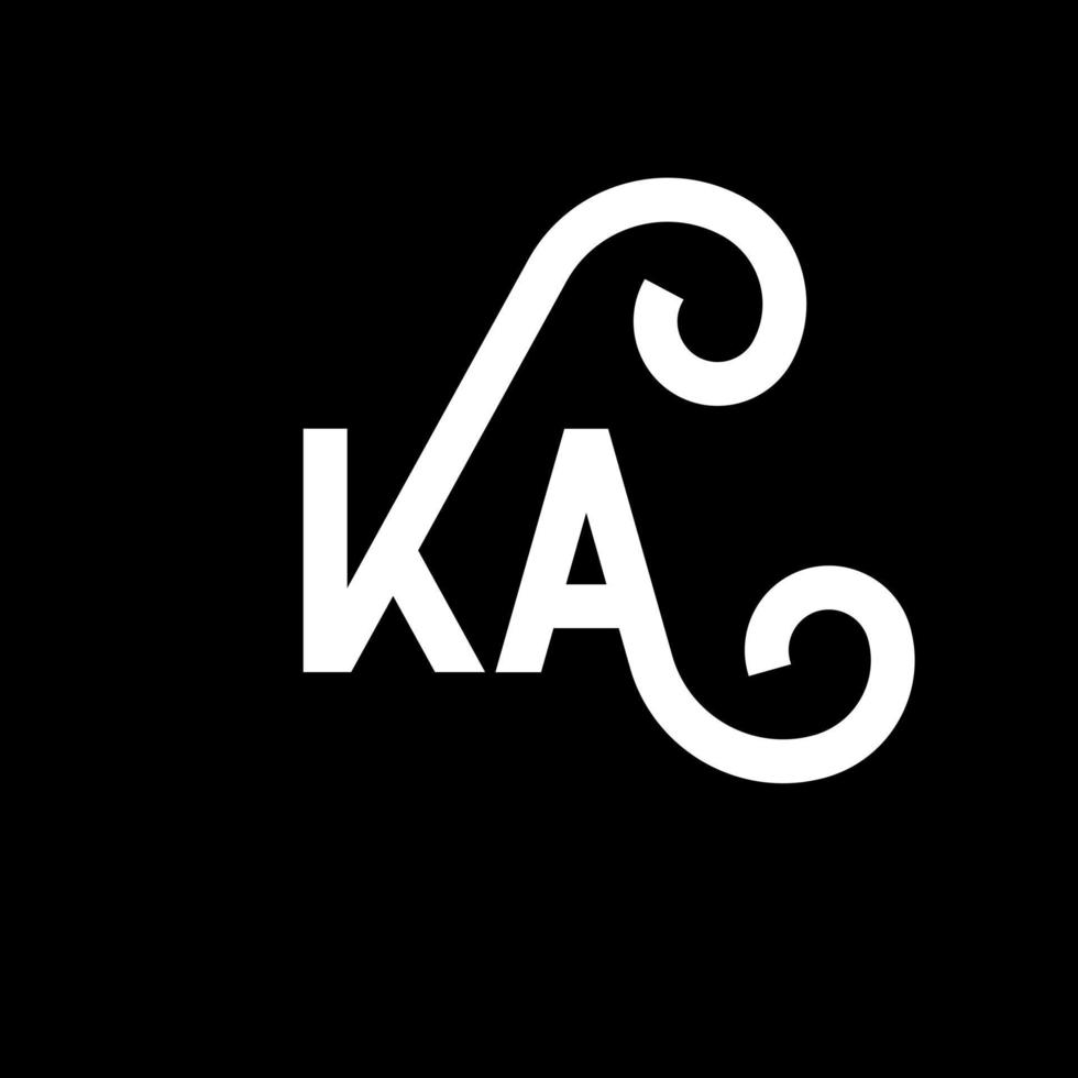 ka lettera logo design su sfondo nero. ka creative iniziali lettera logo concept. disegno della lettera ka. ka lettera bianca su sfondo nero. ka, ka logo vettore