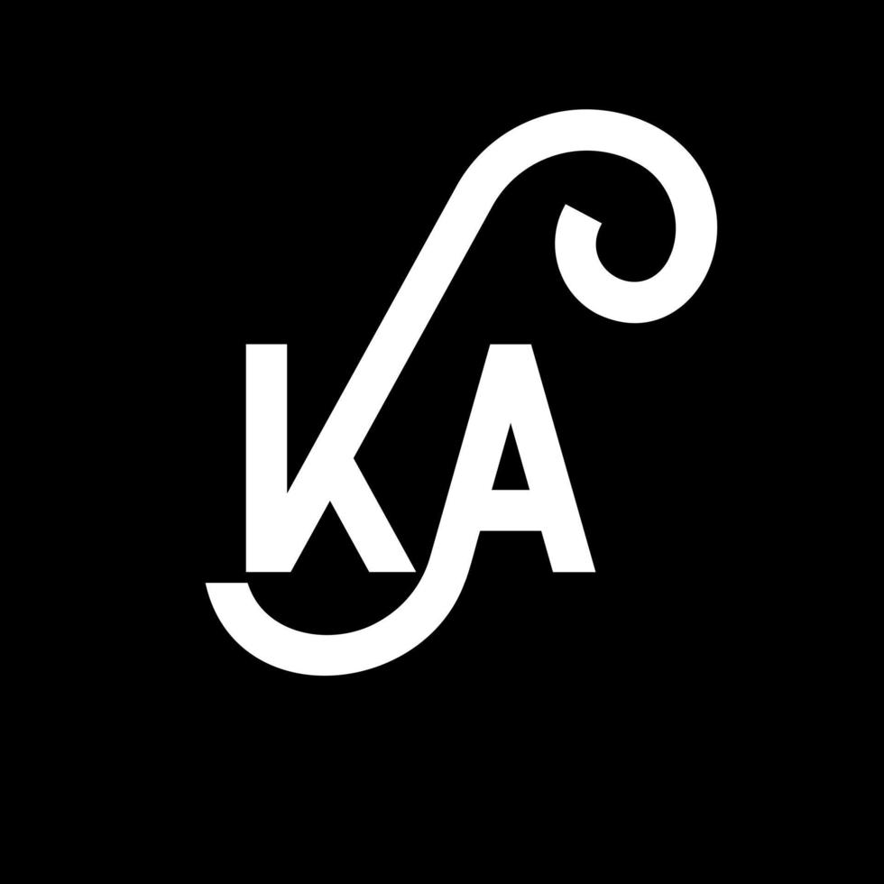 ka lettera logo design su sfondo nero. ka creative iniziali lettera logo concept. disegno della lettera ka. ka lettera bianca su sfondo nero. ka, ka logo vettore