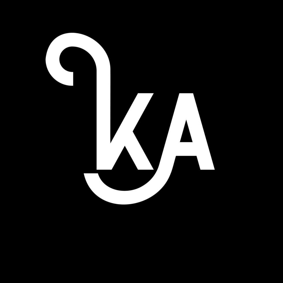 ka lettera logo design su sfondo nero. ka creative iniziali lettera logo concept. disegno della lettera ka. ka lettera bianca su sfondo nero. ka, ka logo vettore