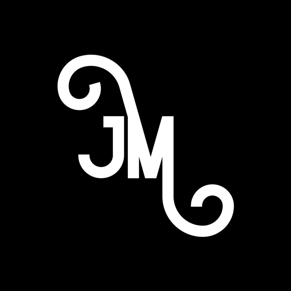 jm lettera logo design su sfondo nero. jm creative iniziali lettera logo concept. disegno della lettera jm. jm bianco lettera design su sfondo nero. jm, jm logo vettore