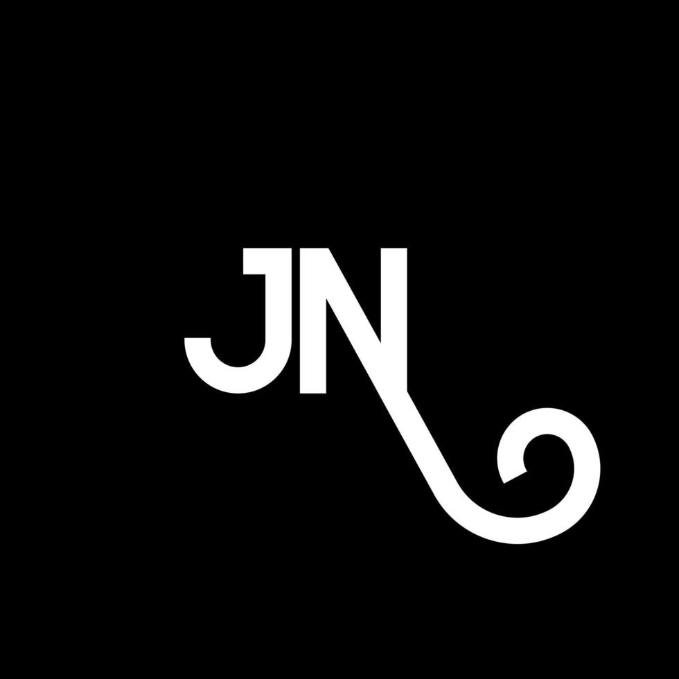 jn lettera logo design su sfondo nero. jn creative iniziali lettera logo concept. jn disegno della lettera. jn disegno della lettera bianca su sfondo nero. jn, jn logo vettore