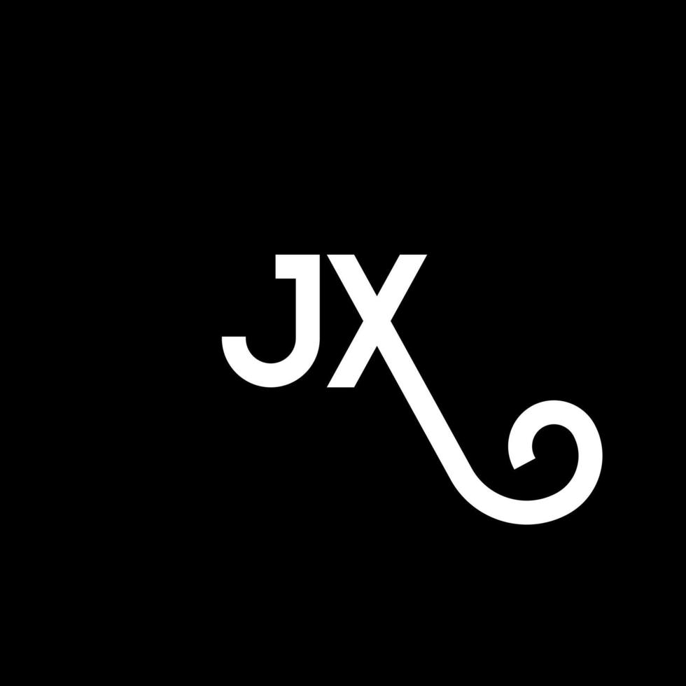 jx lettera logo design su sfondo nero. jx creative iniziali lettera logo concept. disegno della lettera jx. jx disegno della lettera bianca su sfondo nero. jx, jx logo vettore