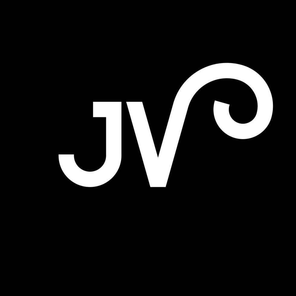 jv lettera logo design su sfondo nero. jv creative iniziali lettera logo concept. disegno della lettera jv. jv bianco lettera design su sfondo nero. jv, jv logo vettore
