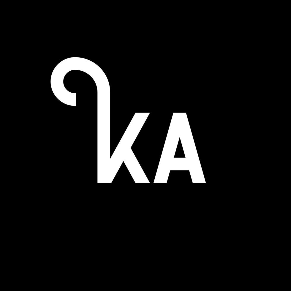 ka lettera logo design su sfondo nero. ka creative iniziali lettera logo concept. disegno della lettera ka. ka lettera bianca su sfondo nero. ka, ka logo vettore