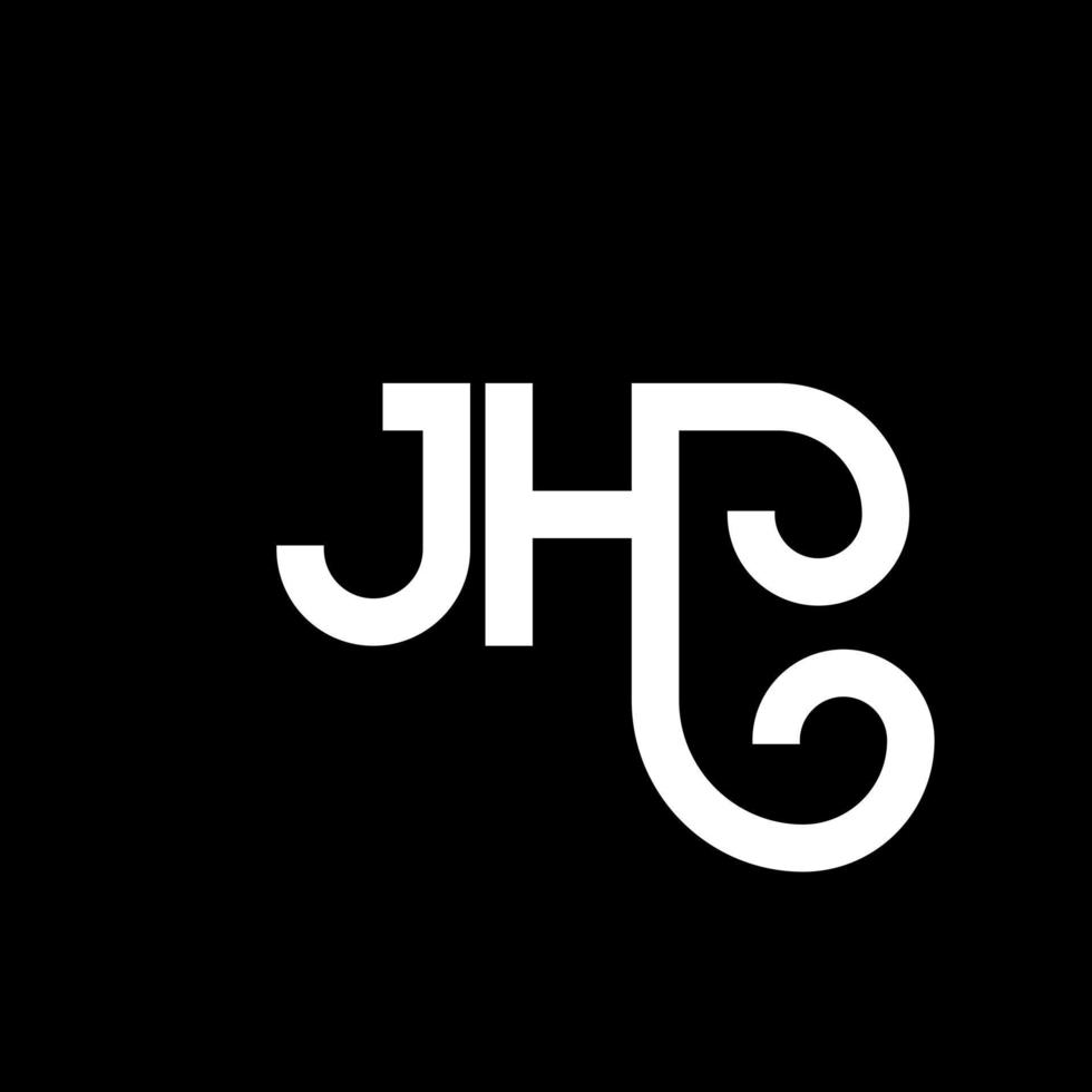 jh lettera logo design su sfondo nero. jh creative iniziali lettera logo concept. disegno della lettera jh. jh disegno della lettera bianca su sfondo nero. jh, jh logo vettore