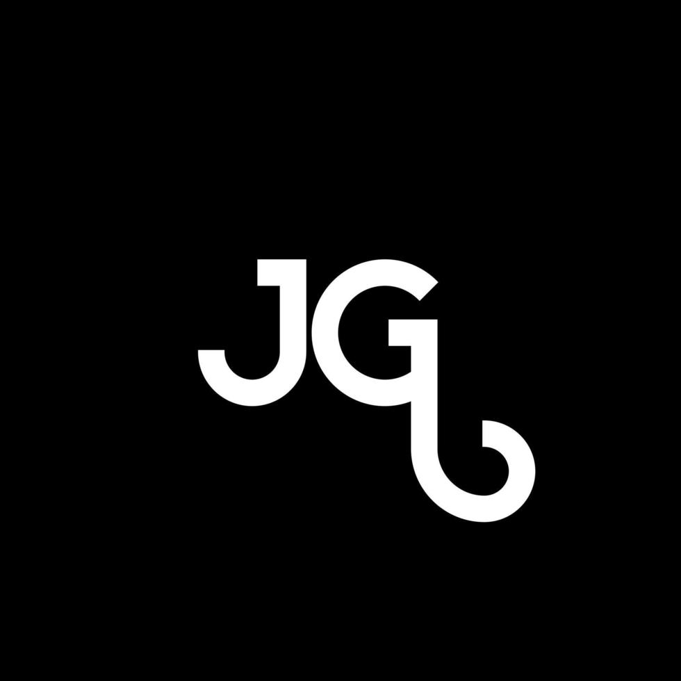 jg lettera logo design su sfondo nero. jg creative iniziali lettera logo concept. disegno della lettera jg. jg bianco lettera design su sfondo nero. jg, jg logo vettore