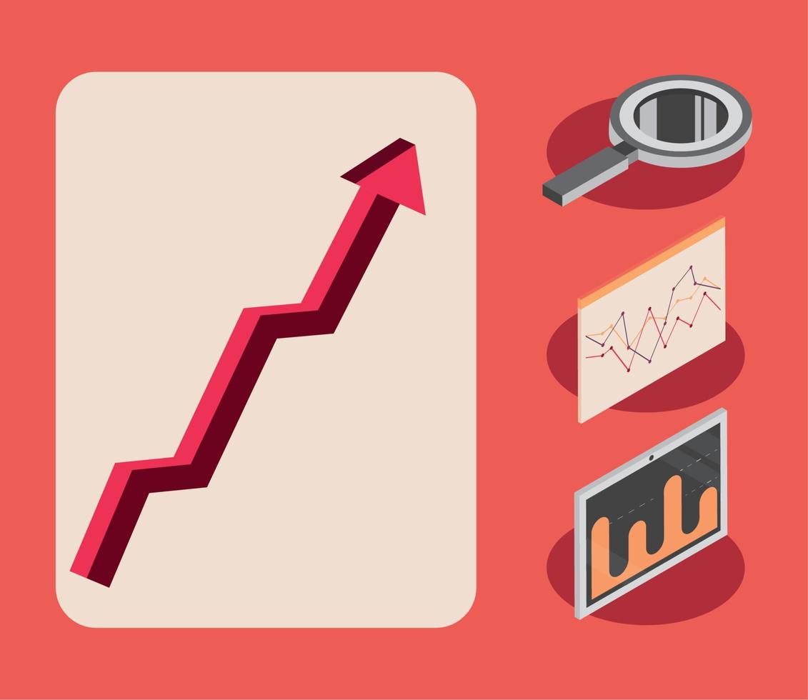 icone di investimento isometriche vettore