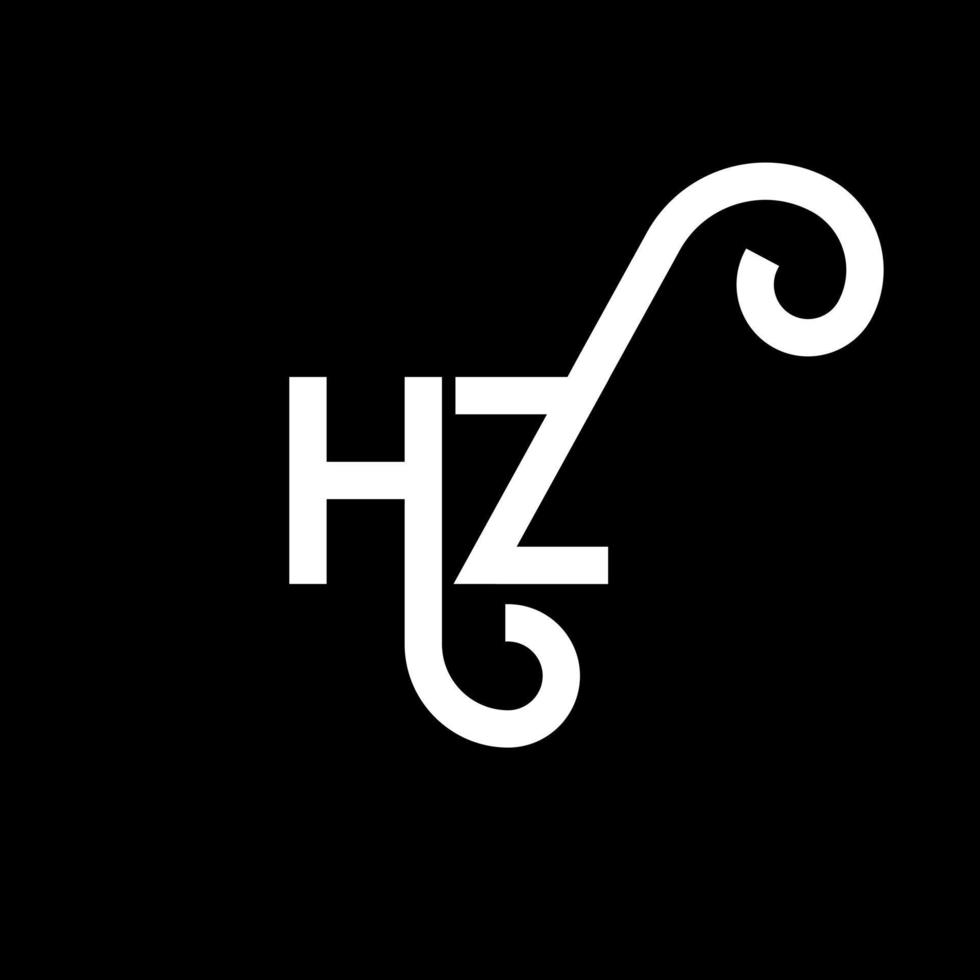 design del logo della lettera hz su sfondo nero. hz creative iniziali lettera logo concept. disegno della lettera hz. hz bianco lettera design su sfondo nero. hz, hz logo vettore