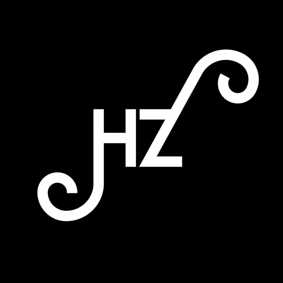 design del logo della lettera hz su sfondo nero. hz creative iniziali lettera logo concept. disegno della lettera hz. hz bianco lettera design su sfondo nero. hz, hz logo vettore