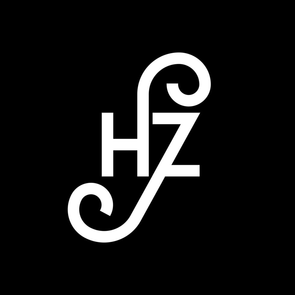 design del logo della lettera hz su sfondo nero. hz creative iniziali lettera logo concept. disegno della lettera hz. hz bianco lettera design su sfondo nero. hz, hz logo vettore