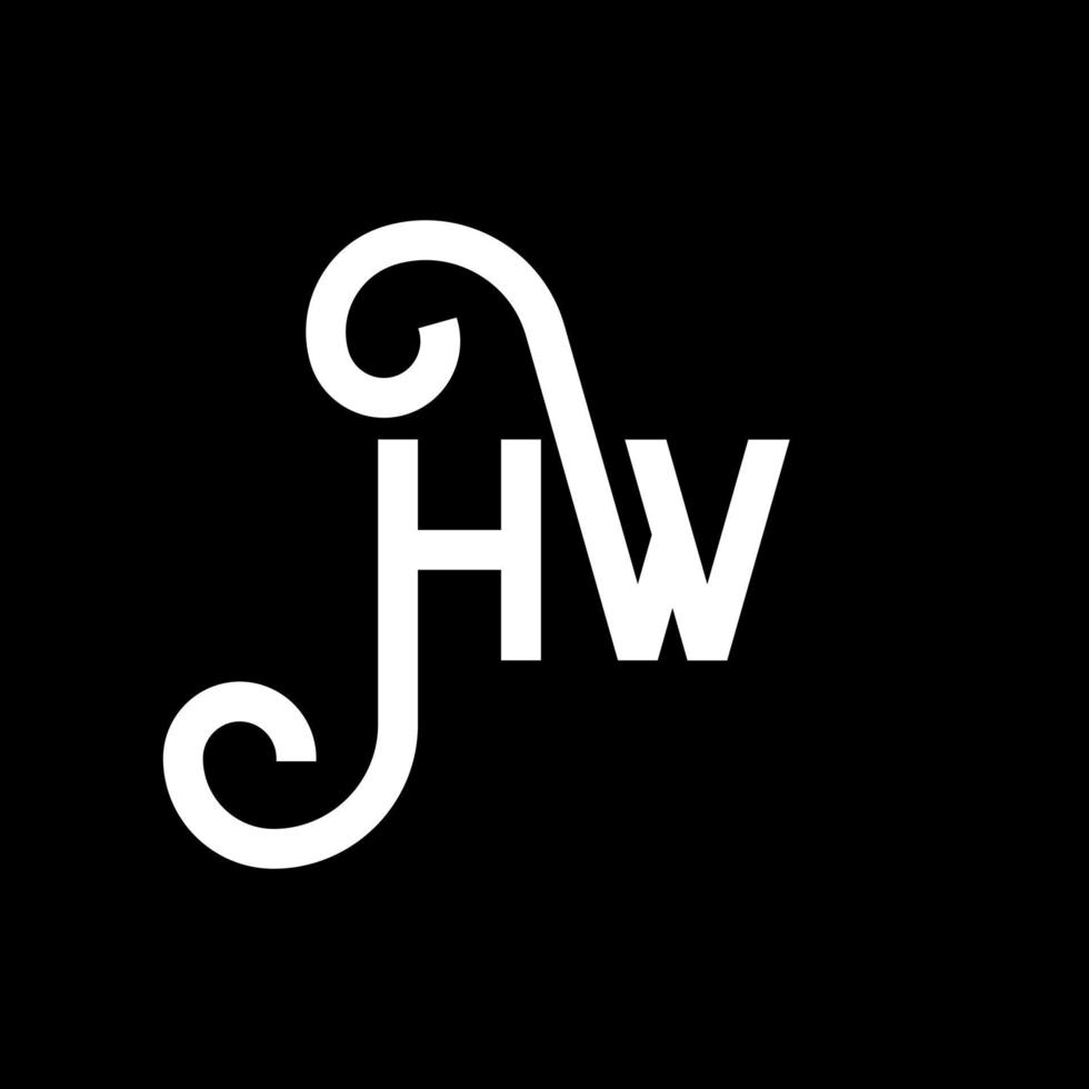 hw lettera logo design su sfondo nero. hw creative iniziali lettera logo concept. disegno della lettera hw. hw disegno della lettera bianca su sfondo nero. hw, hw logo vettore