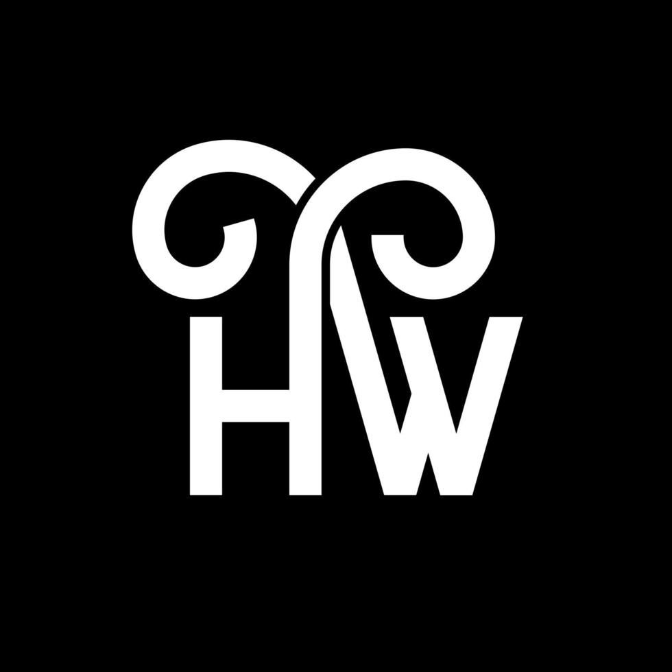 hw lettera logo design su sfondo nero. hw creative iniziali lettera logo concept. disegno della lettera hw. hw disegno della lettera bianca su sfondo nero. hw, hw logo vettore