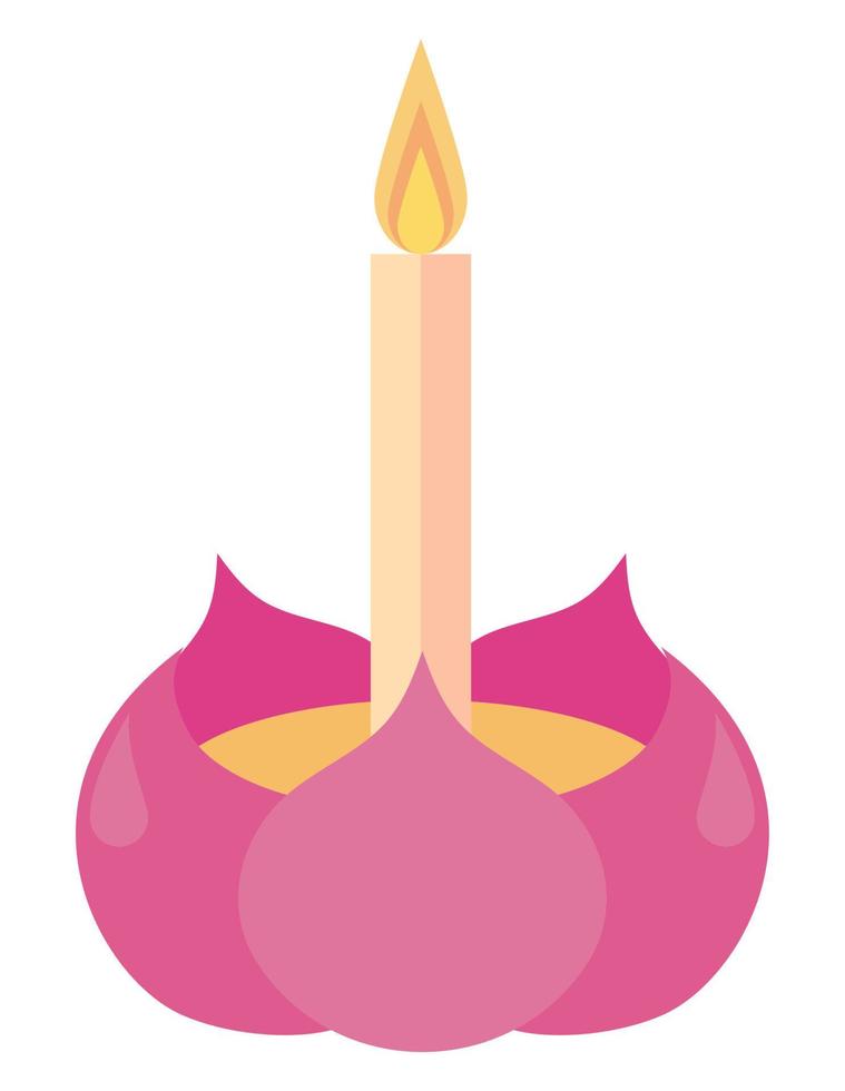 candela in loto rosa vettore